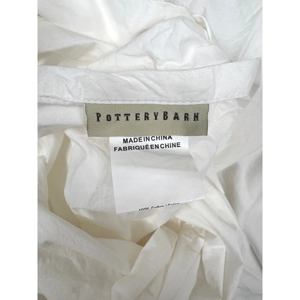 Pottery Barn Twin Duvet Cover White Green Dot Cotton 86x68
